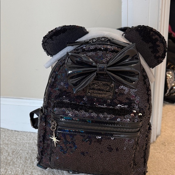 Loungefly Handbags - Loungefly Black Sequin Mickey Mouse Ears Backpack